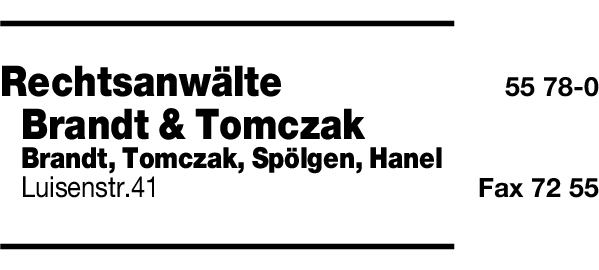 Anzeige Anwaltssozietät Brandt & Tomczak