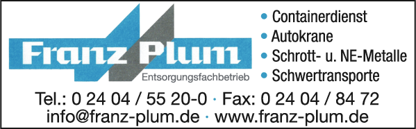 Anzeige Plum Franz GmbH & Co. KG Container Autokrane