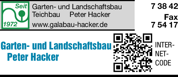 Anzeige Hacker Peter Garten- u. Landschaftsgestaltung Natursteinarbeiten