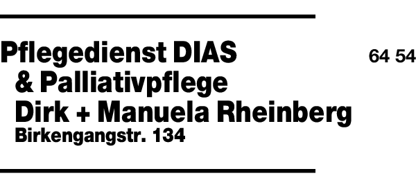 Anzeige DIAS ambulante Krankenpflege, Dirk u. Manuela Rheinberg