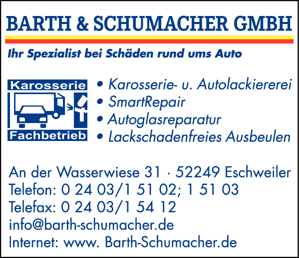 Anzeige Barth & Schumacher GmbH Autolackiererei und Karosseriebau