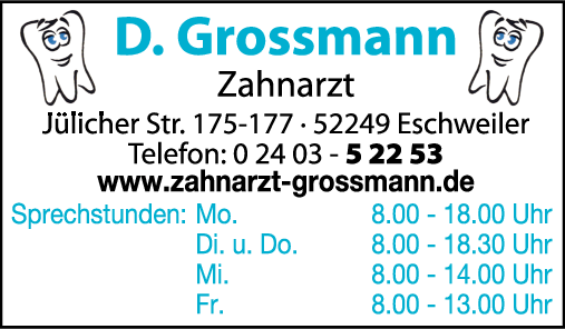 Anzeige Grossmann Detlef Zahnarztpraxis