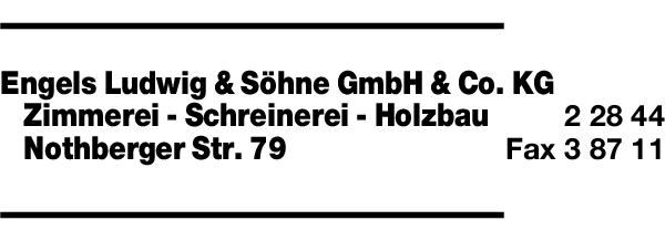 Anzeige Ludwig Engels & Söhne Holzhandel