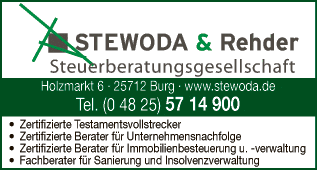 Anzeige STEWODA & Rehder Steuerberatungsgesellschaft mbH