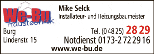 Anzeige WE-BU Haustechnik Inh. Mike Selck e.K. Heizung- und Sanitärinstallation