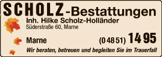 Anzeige SCHOLZ-Bestattungen Inh. Hilke Scholz-Holländer