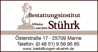 Anzeige Stührk Wilhelm u. Jutta Bestattungsinstitut