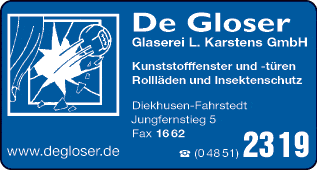 Anzeige De Gloser Glaserei Lothar Karstens GmbH