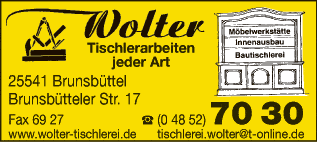 Anzeige Tischlerei Wolter