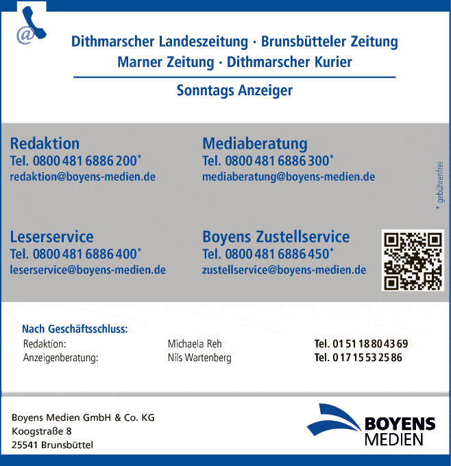 Anzeige Boyens Medien GmbH & Co. KG