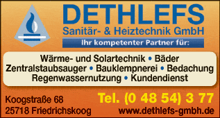 Anzeige Dethlefs Sanitär- u. Heiztechnik GmbH