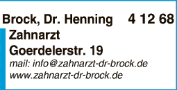 Anzeige Brock Henning Dr. Zahnarzt