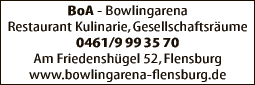 Anzeige Bowling Arena Flensburg