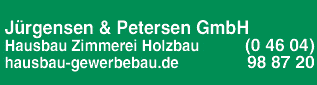 Anzeige Jürgensen und Petersen GmbH Zimmerei und Holzbau