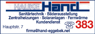 Anzeige Hauke Hand GmbH & Co. KG Sanitärtechnik - Zentralheizungen