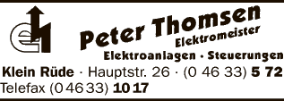 Anzeige Thomsen Peter Elektromeister