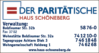 Anzeige Paritätisches Haus Schöneberg gGmbH sozialer Dienst