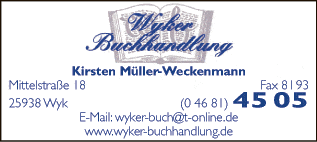 Anzeige Wyker Buchhandlung Kirsten Müller-Weckenmann
