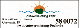 Anzeige Autovermietung Föhr Karl-Werner Simonis