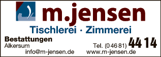 Anzeige Tischlerei M. Jensen GmbH