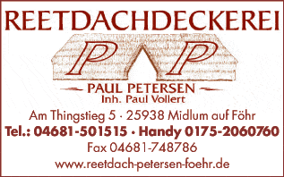 Anzeige Reetdachdeckerei Paul Petersen