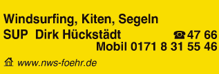 Anzeige Windsurfing, Kiten, Segeln, Buggy, SUP, Dirk Hückstädt