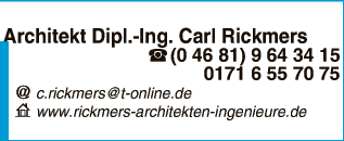 Anzeige Rickmers Carl Dipl.-Ing. Architekt