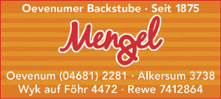 Anzeige Oevenumer Backstube GmbH & Co. KG Bernd Mengel Bäckerei