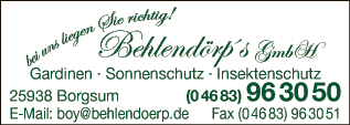 Anzeige Behlendörps GmbH Gardinen Sonnenschutz Insektenschutz