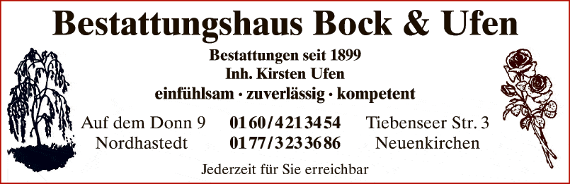 Anzeige Bock & Ufen Bestattungen