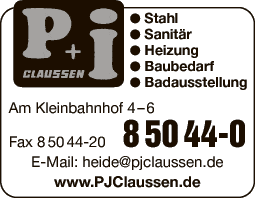 Anzeige Claussen P. + J. Vertriebsgesellschaft mbH Heizungs- und Sanitärfachhandel
