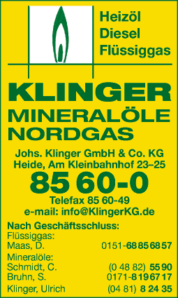 Anzeige Klinger GmbH & Co. KG, Johannes Mineralöle Flüssiggas