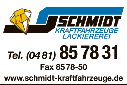 Anzeige Schmidt Kraftfahrzeuge GmbH u. Co KG Fahrzeuglackiererei