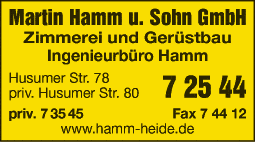 Anzeige Martin Hamm & Sohn GmbH Zimmerei