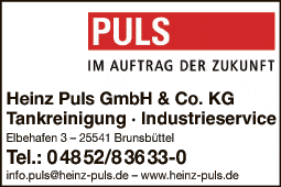 Anzeige Heinz Puls GmbH & CO. KG Tankreinigung u. Industrieservice