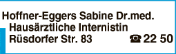 Anzeige Hoffner-Eggers Sabine Dr. med. Internistin