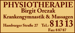 Anzeige Orczak Birgit Physiotherapie - Krankengymnastik