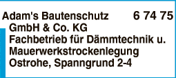 Anzeige Adams Bautenschutz GmbH & Co. KG