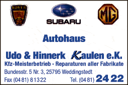 Anzeige Autohaus Udo & Hinnerk Kaulen e.K. Kfz-Meisterbetrieb