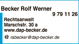 Anzeige Becker Rolf Werner Rechtsanwalt
