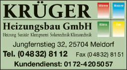 Anzeige Krüger Heizungsbau GmbH Heizung Sanitär