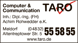Anzeige TARO Computer & Communication, Inh. Dipl.-Ing.(FH) Achim Rohwedder