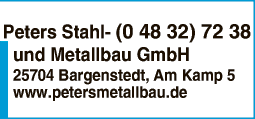 Anzeige Peters Stahl- und Metallbau GmbH