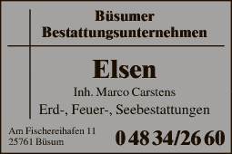 Anzeige Bestattungsunternehmen und Tischlerei Elsen Inh. Marco Carstens