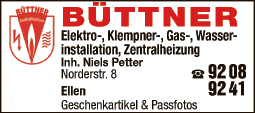 Anzeige Büttner Inh. Niels Petter Elektroinstallation