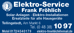 Anzeige Fröhlich Frank Elektroinstallationsbetrieb