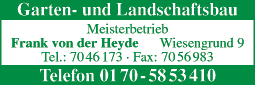 Anzeige Heyde Frank von der Garten- und Landschaftsbau