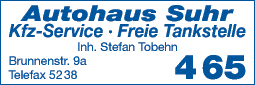 Anzeige Autohaus Suhr Inh. Stefan Tobehn Kfz-Service