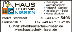 Anzeige Haustechnik Arne Nissen GmbH
