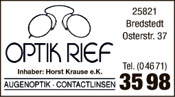 Anzeige Optik Rief Inh. Horst Krause e.K. Augenoptik